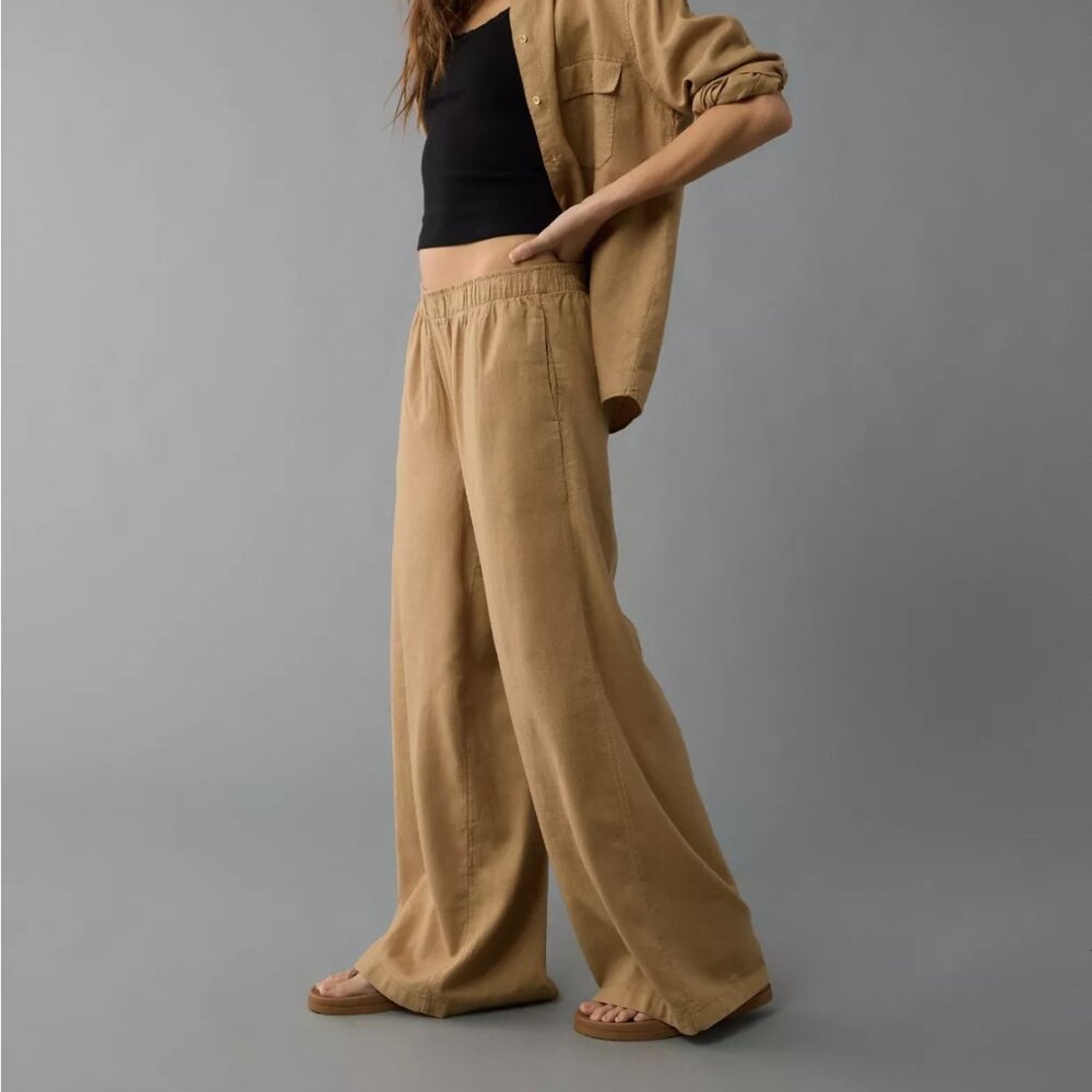 American Eagle Linen-Blend Pull-On Pant XS